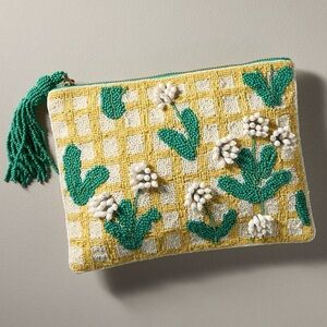 Beaded Floral Clutch with Tassel